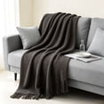 thumbnail image 1 of Knitted Throw Blanket with Tassels - Textured Soft Sofa Couch Cover - Farmhouse Living Room Decor(Dark Gray), 1 of 6