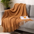 thumbnail image 1 of Knitted Throw Blanket with Tassels - Textured Soft Sofa Couch Cover - Farmhouse Living Room Decor(Orange), 1 of 6