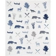 thumbnail image 1 of Knitted Throw Ribbed Flannel Print 48X60 Navy Wildlife, 1 of 3