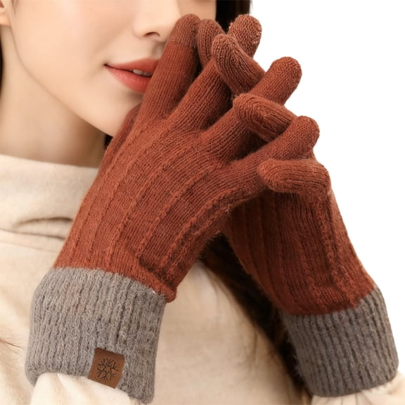 Knitted Touchscreen Thermal Insulated Winter Gloves for Outdoor Cycling Cold Weather Windproof Warm Mittens Size:One Size