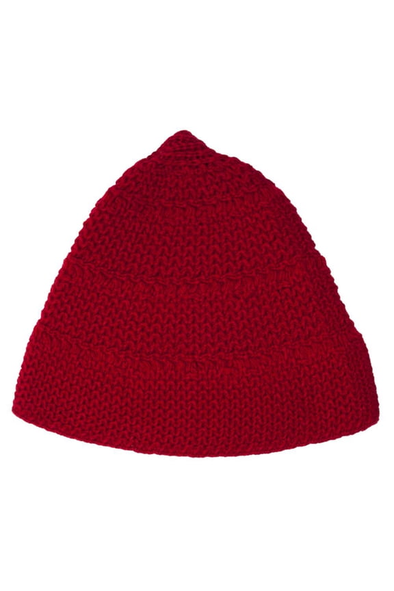 Knitted Triangle Beanie - Red