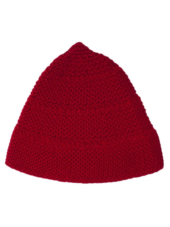 Knitted Triangle Beanie - Red