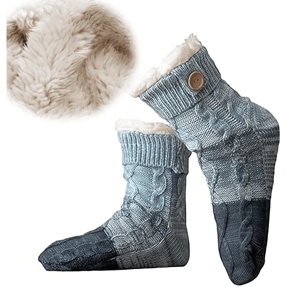 Knitted Ultra-Thick Slipper Home Socks, Ultra-Thick Lounge Wear Socks, Non-slip Warm Winter with Fleece Lined , Women Fuzzy Warm Slipper Socks