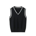 thumbnail image 1 of Knitted V Neck Sleeveless Pullover Sweater Vest for Boys and Girls Soft School Uniform Style Comfortable Fit, 1 of 3