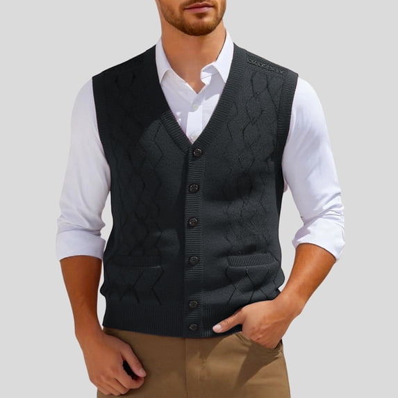 Knitted Vest for Men Versatile Sleeveless V-Neck Casual Everyday Wear Spring Autumn Winter Size 125