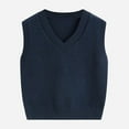thumbnail image 1 of Knitted Vests for Boys Girls V Neck Sweater Vest Sleeveless Crop Tops Pullover Knitwear School Uniform Clothes Oversized Sweaters For Teens, 1 of 8