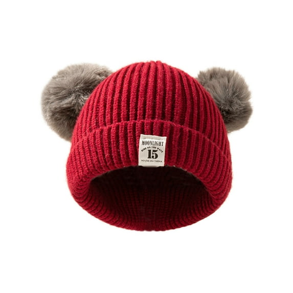 Knitted Warm Baby Hat Acrylic And Cotton, Red