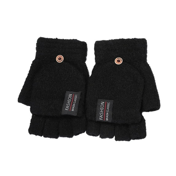 Knitted Warm Convertible Flip Mittens for Men Wool for Winter Sports with Touchscreen Compatibility
