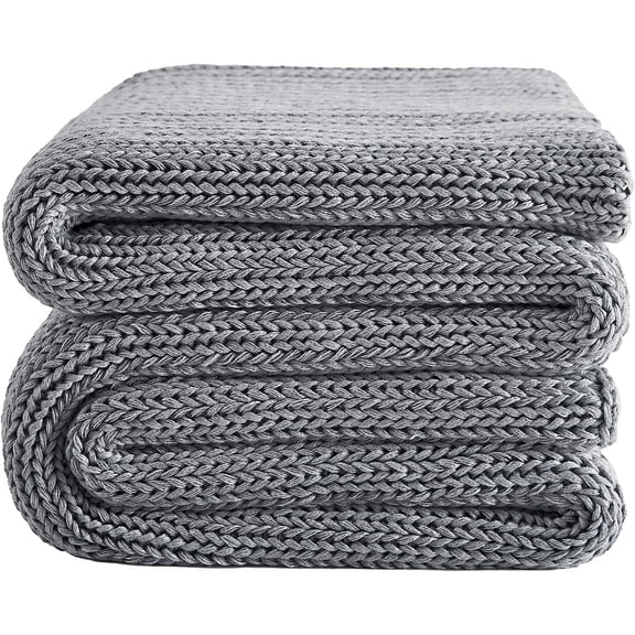 Knitted Weighted Blanket - 60"x80" 15lbs Cooling Chunky Knit Heavy Blanket for Adults Braided Crochet Throw Thick Cable Yarn Knit Decorative Blanket No Beads Evenly Weighted Machine Washable