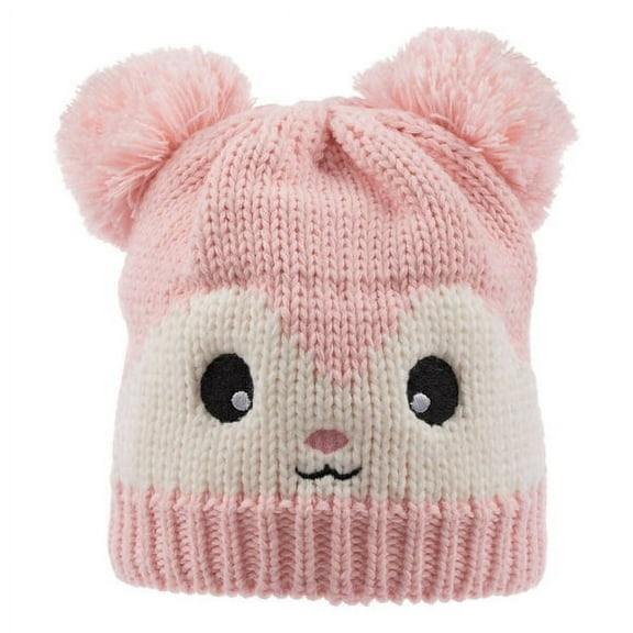 Wear Sierra Infant Girls’ Knitted Winter Beanie Hat, Soft and Stretchable, Pink, 0–18 Months