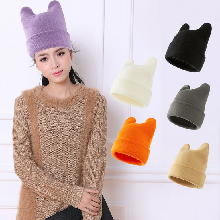 Knitted Winter Hat Non shedding Breathable Vibrant Color Classic Stretchy Warm Cap for Girl