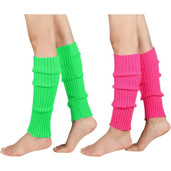 Knitted Winter Leg Sleeves Warmer for Women Girls, 80s Ribbed Leg Warmer for Neon Party Knitted Fall Winter Leg Socks