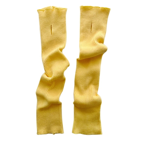 Knitted Wool Gloves Autumn Winter Fingered Screen Warm Solid Color Long Sleeved Gloves Yellow One Size