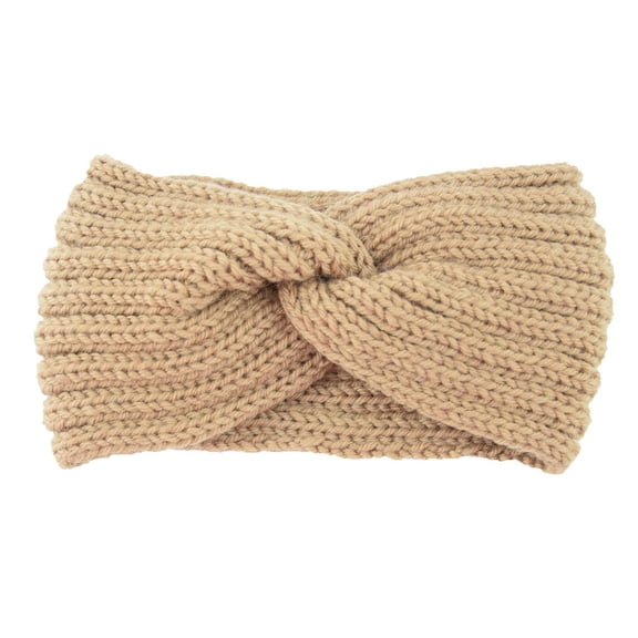 Knitted Wool Headband, Cross Style, Camel Color, Women'S Knitted Headband Crochet Winter Warmer Lady Hairband Hair Band Headwrap