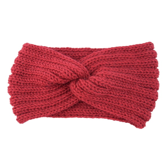 Knitted Wool Headband, Cross Style, Maroon， Women'S Knitted Headband Crochet Winter Warmer Lady Hairband Hair Band Headwrap