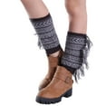 thumbnail image 1 of Knitted Wool Mixed Colour Side Fringe Short Sock Covers Cute Short Leg Warmers Short Boots Socks Warm and comfortable,Dark Gray, 1 of 1