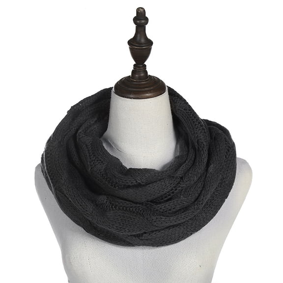 Knitted Wool Neck Warmer, Cross-Wrap Design Scarf for Men & Women,140*35cm,dark gray