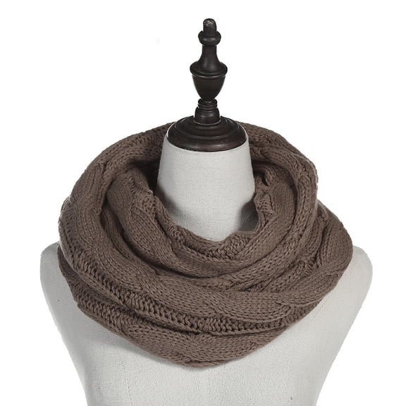 Knitted Wool Neck Warmer, Cross-Wrap Design Scarf for Men & Women,140*35cm,khaki