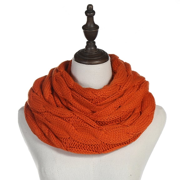 Knitted Wool Neck Warmer, Cross-Wrap Design Scarf for Men & Women,140*35cm,orange