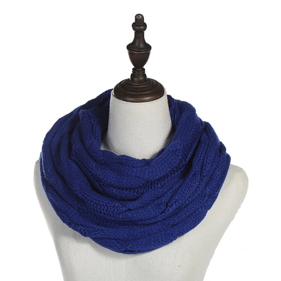 Knitted Wool Neck Warmer, Cross-Wrap Design Scarf for Men & Women,140*35cm,royal blue