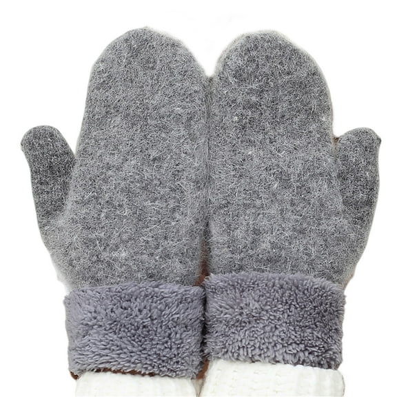 Knitted Wool Plush Winter Gloves Thickened Warmer Full Finger Mittens