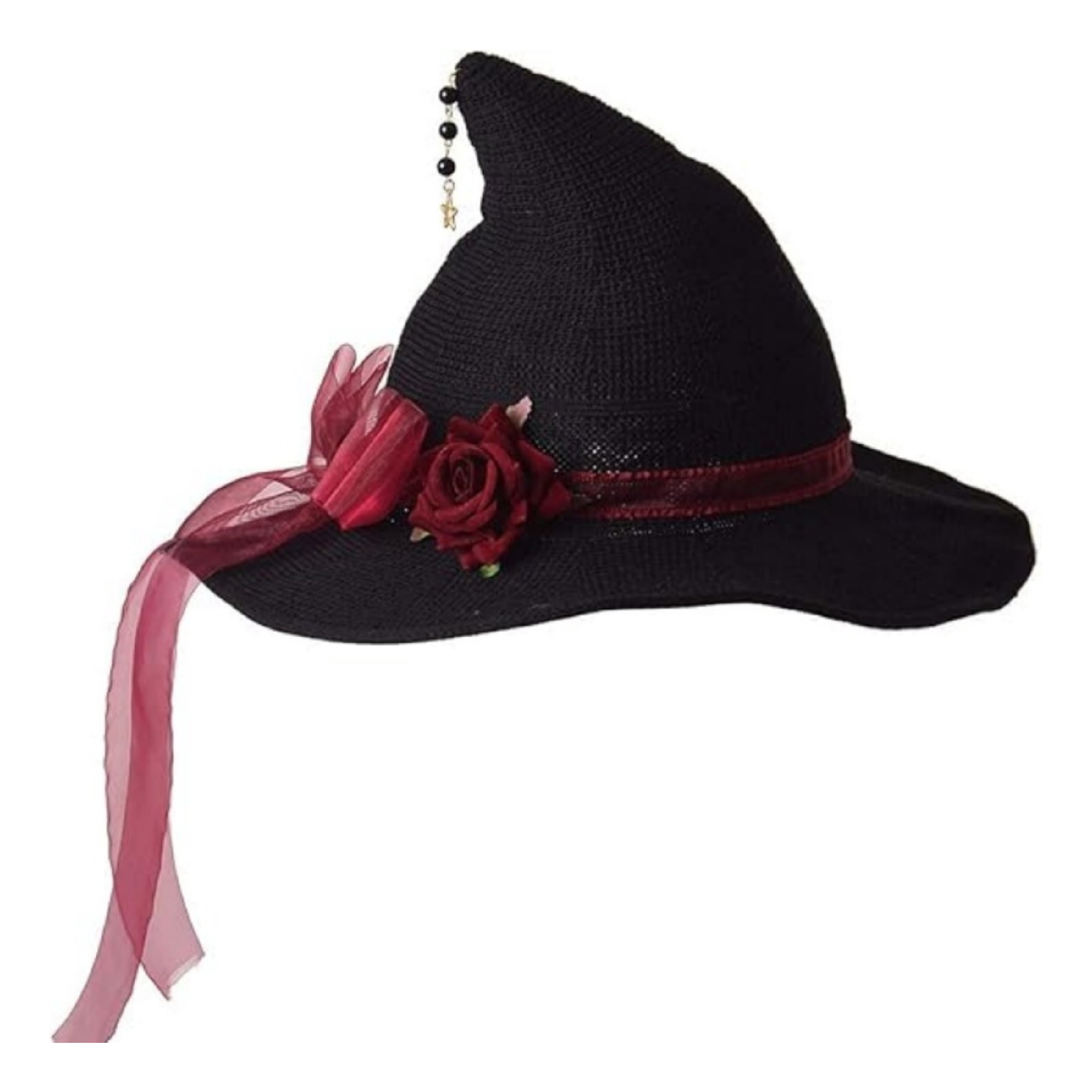 Knitted Wool Witch Hat with Wide Brim for Halloween Costume and Winter Wear