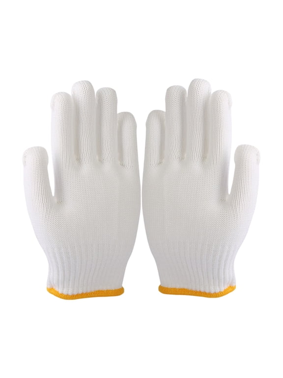 Knitted Work Gloves Cotton Blend Seamless String Knit Gloves with Ribbed Cuff General Purpose Hand Protection for Construction Maintenance Warehouse As shown