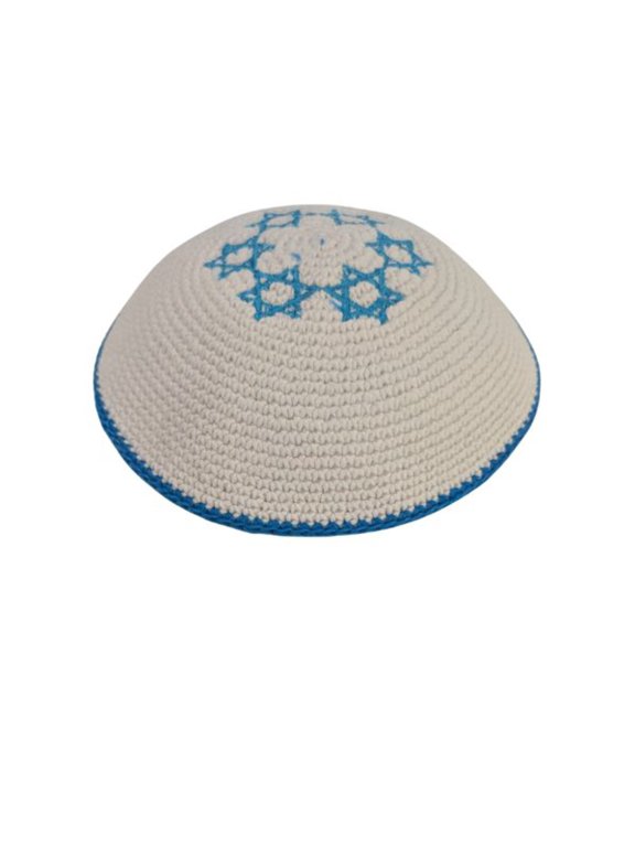 Knitted Yarmulke Magen David Yameka Kippa Hat Covering Cap 17cm