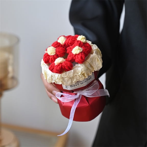 Knitted Yarn Flowers, Small Puffs, Simulated Flower Bouquets, Handmade Valentine's Day Gifts, Fake Flowers, Handmade Flowers