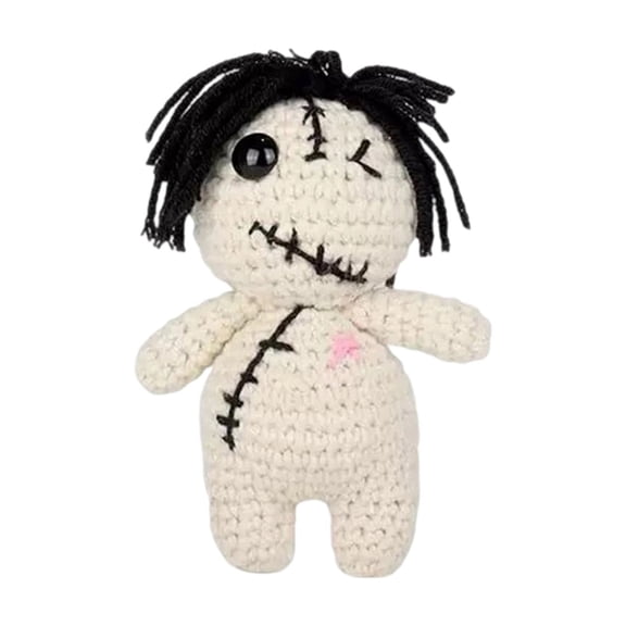 Knitted Yarn Halloween Doll, Stitched Plush Toy, Handmade Wool Doll Finished Product, White