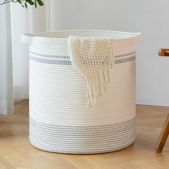 Knitted storage basket, suitable for toy boxes, pillows, blankets, clothes - 20x18 inches - gradient yellow