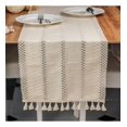 thumbnail image 1 of Knitted tablecloth tassel runner cream tablecloth organic cotton runner 35x145 cm table top runner, 1 of 1