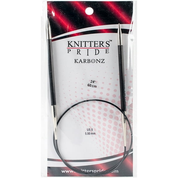 Karbonz Fixed Circular Needles 24"-Size 8/5mm, Pk 1, Knitter's Pride