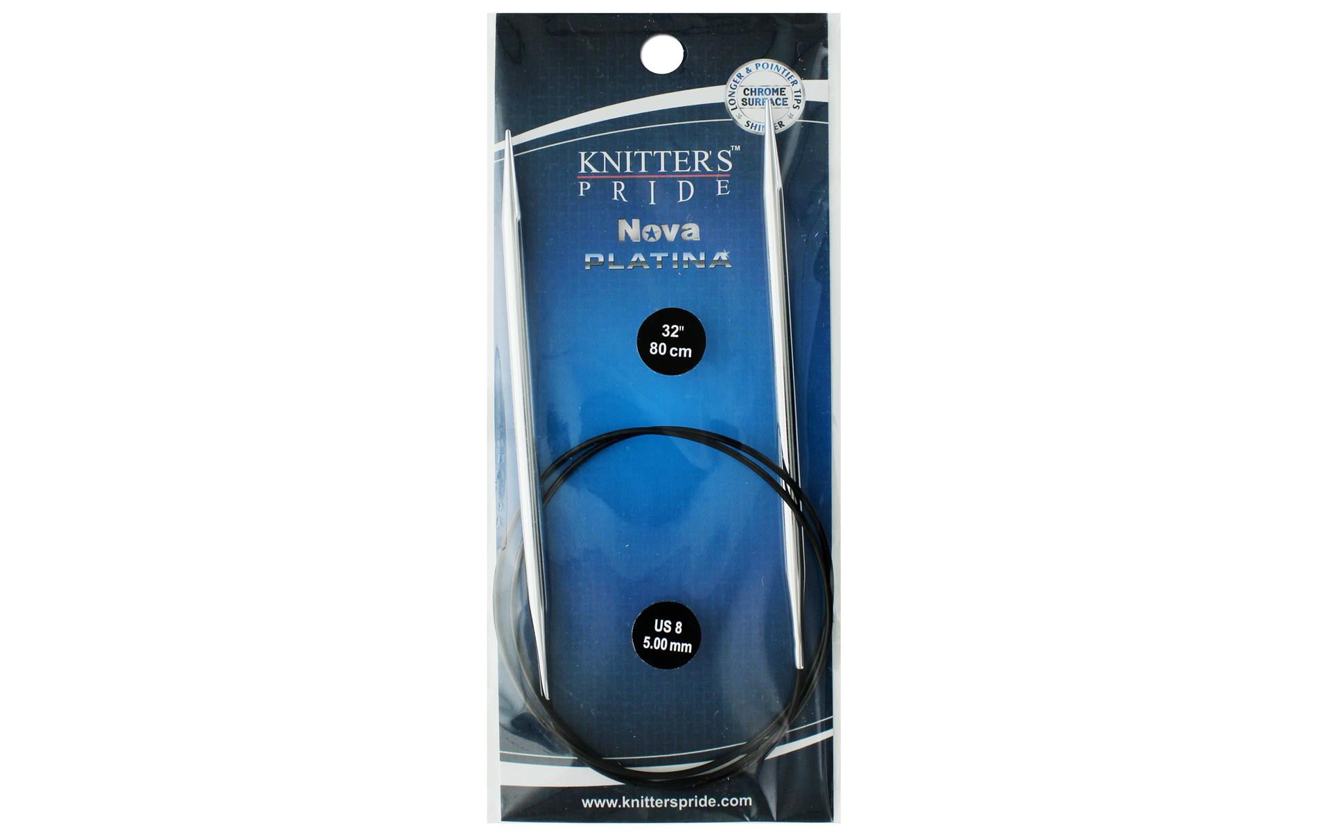 Knitter's Pride Cubics Platina Fixed Circular Knitting Needles - Size 9 (5.5mm), 32 Inch, Chrome Plated