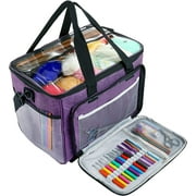 Knitting Bag,Naler Large Capacity Yarn Storage Bag,Purple Yarn Totes for Crochet Hooks,Needles,Yarns