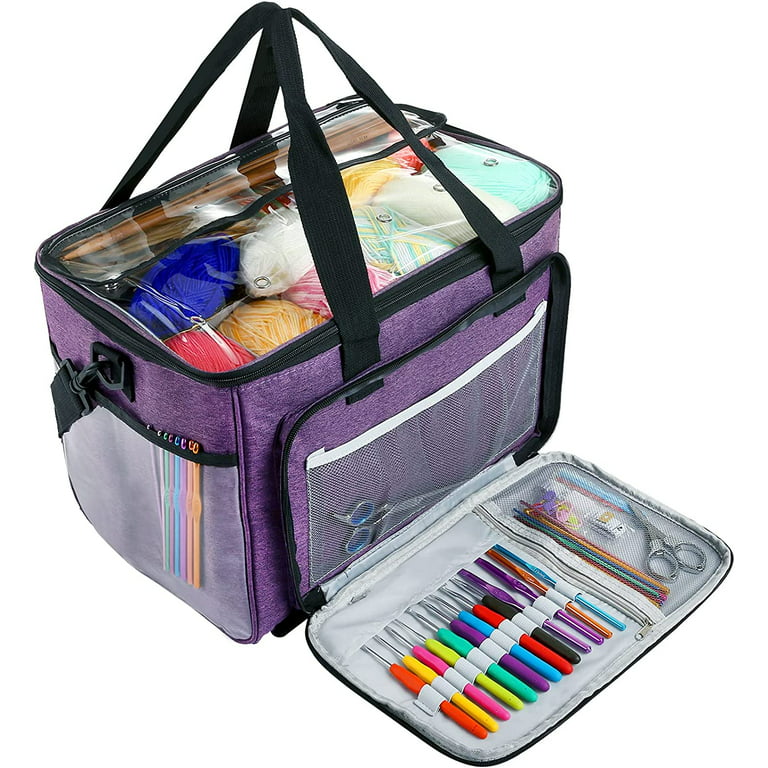 Knitting Bag,Naler Large Capacity Yarn Storage Bag,Purple Yarn