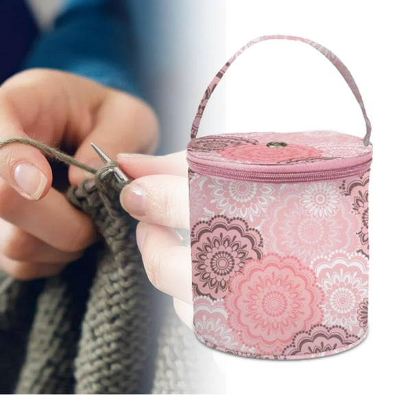 Knitting Bag Yarn Storage Bag Basket Lightweight Knitting with Handle Durable Scissors Crafts Storage Portable Tote Yarn Drum