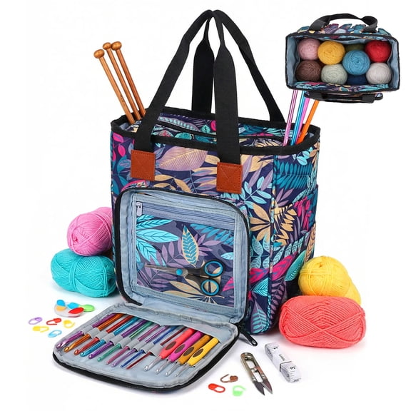Knitting Bag,Yarn Storage Tote Large Capacity Crochet Organizer Bag for Crocheting Knitter, Knitting Project Bag,Crochet Accessories Set,Gifts For Crochet Lovers