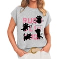 thumbnail image 1 of Knitting Cat T-Shirt Outdoor Clothing Women Cropped T Shirts For Women Cute Basic Tops For Women Loose Fit Shirt Women Spring Tops For Women Short Sleeve Crochet Sweater, 1 of 3
