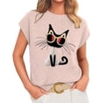 thumbnail image 1 of Knitting Cat T-Shirt T-Shirt For Women Casual Summer Short Sleeve Tops For Women Cat Shirts For Women Womens Graphic T Shirts Comfortable Tshirt Women Boho Graphic Tees For Women, 1 of 3