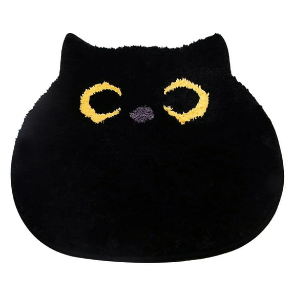 Knitting Cotton Bathroom Shower Mat Cute Black Cat Door Mat Personalized Bathroom Floor Mats Practical Absorbent Floor Rug for Kitchen Bathroom Room Entrance Door (23.62"X23.62"/31.5"X31.6" )