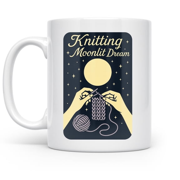 Knitting 11 oz Coffee Mug - Cozy Nights for Yarn Lovers White Ceramic Gift