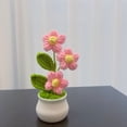 thumbnail image 1 of Knitting Crochet Puff Flowers Potted Plants, Gradient Colorful Flowers for Friends, Family and Lover, Handmade Flowers for Home Office Decoration, Car Decoration, Valentine's Gift (Pink-1), 1 of 6