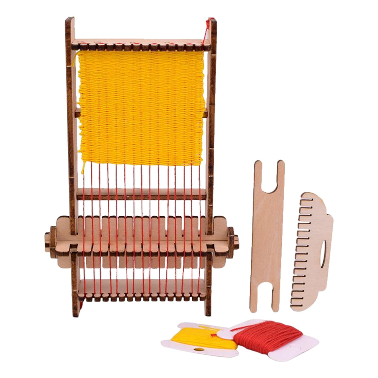 Weaving Loom, DIY Hand-Knitting Weaving Machine Creativity Weaving Frame  Loom, Multi-Craft Wooden Weaving Loom with Mixed Yarns, Adjusting Rod, Comb