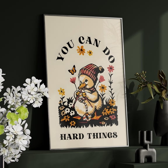 Knitting Goose Wall Art, Whimsical Nursery Retro Animal Decor, Unframed Paper Print Size 8x12