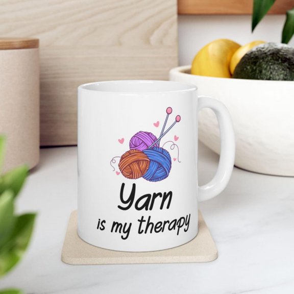 Knitting Humor Ceramic Mug Gift Knit Yarn Lovers.