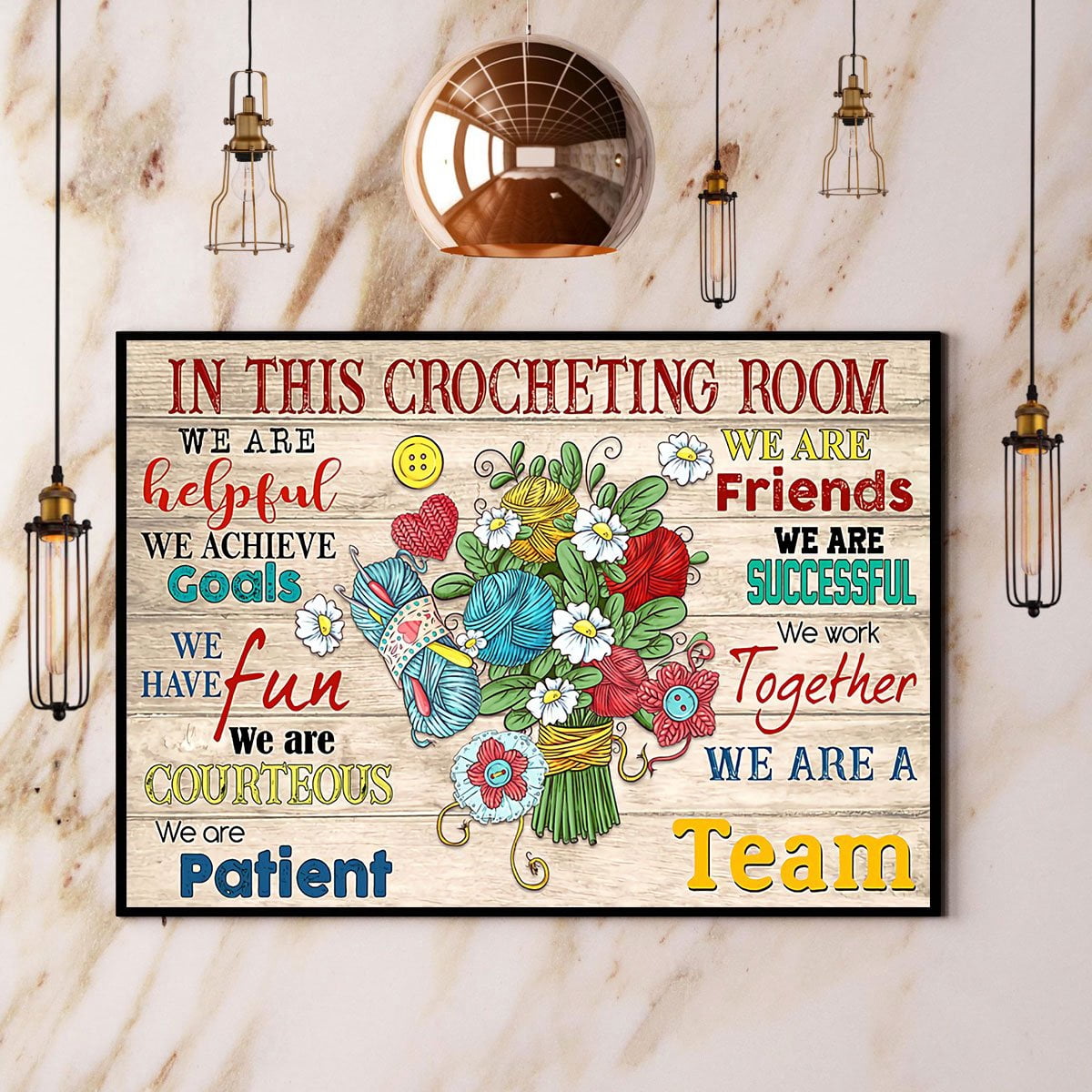 Knitting In This Crocheting Room We Are A Team Paper Poster No Frame ...