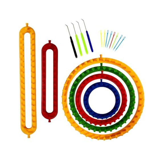 Knitting Loom Kit - 4 Round,2 Rectangular Yarn Looms - Chunky Blanket Loom - for Crochet,Hat,Scarf