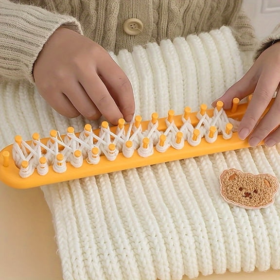 Knitting Loom Kit, Rectangular Yarn Weaving Tool Set with Hooks and Needles, DIY Handheld Knitting Machine for Scarves, Sweaters, Shawls and Winter Accessories