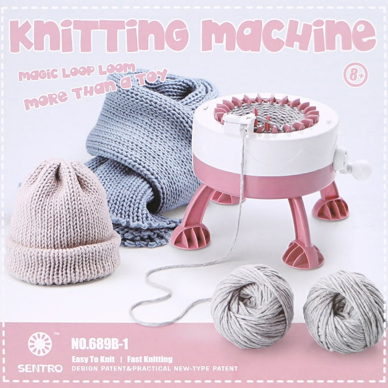 Husfou 22 Needles Knitting Machine - Smart Weaving Round Board Rotary Loom, DIY Creative Wool Knitting Machine for Adults, Children, Beginners, Red